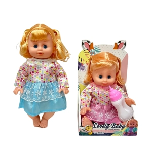 14 Inch Empty Body Bendable Leg Drink & Pee Girl Doll with Feeding Bottle