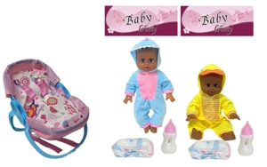 14 Inch Black Empty Body Bendable Leg Drink & Pee Doll with Multi-Function Crib + Diaper + Feeding Bottle