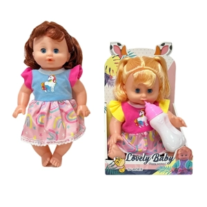 14 Inch Empty Body Bendable Leg Drink & Pee Girl Doll with Feeding Bottle