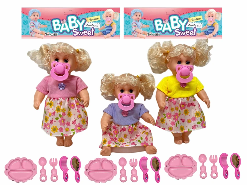 12 Inch High Quality Empty Body Bendable Leg Pacifier Girl Doll with Various Accessories