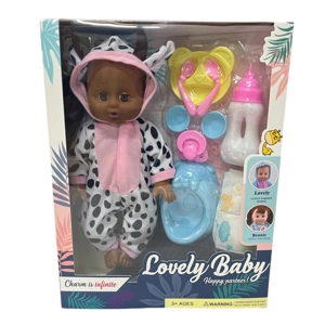 14 Inch Cute Black Empty Body Bendable Leg Doll Color Box