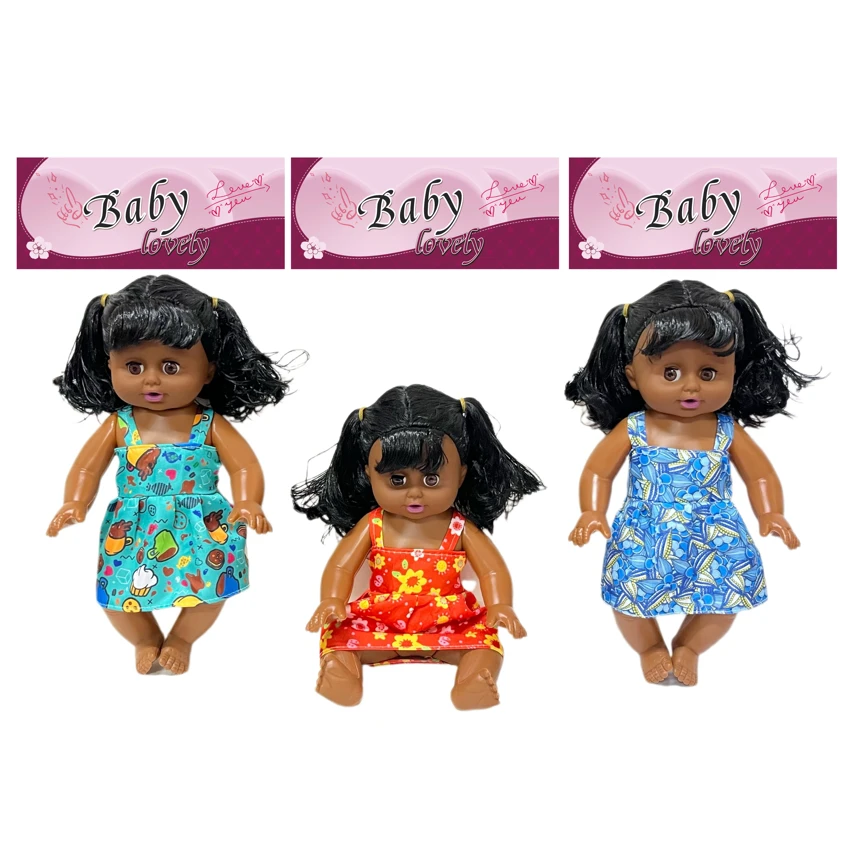 14 Inch Cute Black Empty Body Bendable Leg Doll