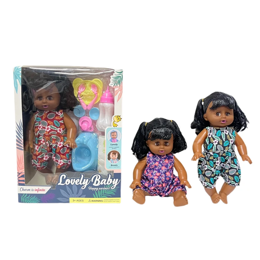 14 Inch Cute Black Empty Body Bendable Leg Doll Color Box