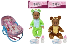 14 Inch Black Empty Body Bendable Leg Drink & Pee Doll with Multi-Function Crib + Diaper + Feeding Bottle