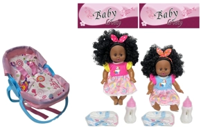 14 Inch Black Empty Body Bendable Leg Drink & Pee Doll with Multi-Function Crib + Diaper + Feeding Bottle