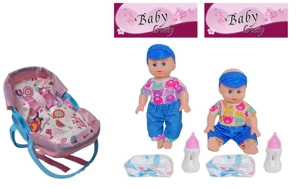14 Inch Empty Body Bendable Leg Doll Drink & Pee 4-Tone IC with Multi-Function Crib + Diaper + Feeding Bottle