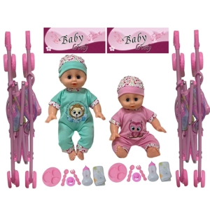 14 Inch Empty Body Bendable Leg Drink & Pee Boy Doll with Stroller + Various Accessories