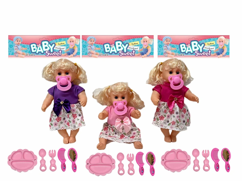 12 Inch High Quality Empty Body Bendable Leg Pacifier Girl Doll with Various Accessories