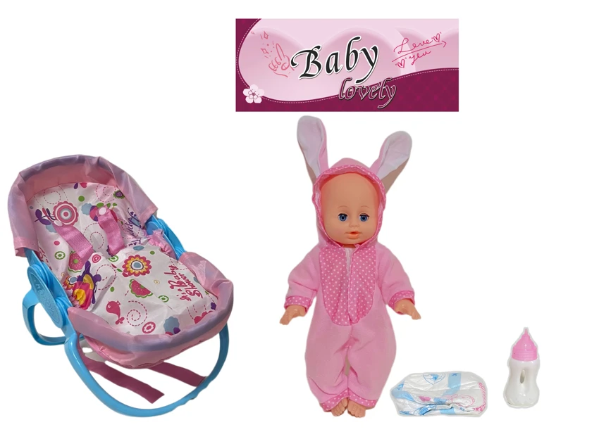 14 Inch Empty Body Bendable Leg Doll Drink & Pee 4-Tone IC with Multi-Function Crib + Diaper + Feeding Bottle