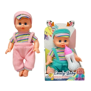 14 Inch Empty Body Bendable Leg Drink & Pee Boy Doll with Feeding Bottle