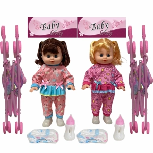 15 Inch Empty Body Straight Leg Drink & Pee Girl Doll with Stroller, Feeding Bottle + Diaper