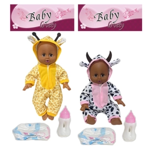 14 Inch Black Empty Body Bendable Leg Drink & Pee Doll with Feeding Bottle + Diaper