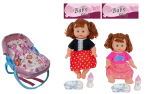 14 Inch Empty Body Bendable Leg Doll Drink & Pee 4-Tone IC with Multi-Function Crib + Diaper + Feeding Bottle