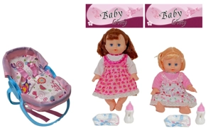 14 Inch Empty Body Bendable Leg Doll Drink & Pee 4-Tone IC with Multi-Function Crib + Diaper + Feeding Bottle