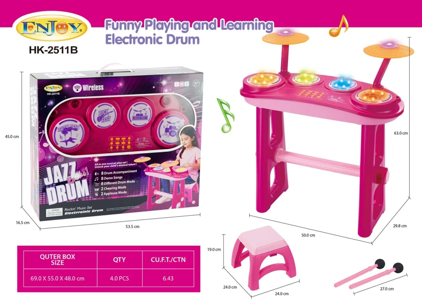 Silicone Musical Instrument Drum + Stand