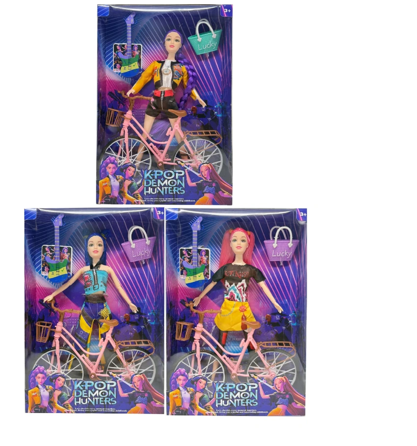 รุ่นที่ 1 K-POP 11.5 นิ้ว 12 ข้อต่อ กลุ่มนักล่ามดทึบ พร้อมจักรยาน มีกีต้าร์ มีกระเป๋าถือ