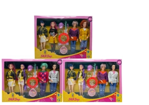 Generation 3 K-POP Demon Hunter with light and music 11.5 inch 12-joint solid Demon Hunter girl group, 4-person boy group assorted with guitar and gong set