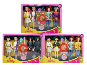 Generation 1 K-POP Demon Hunter with light and music 11.5 inch 12-joint solid Demon Hunter girl group, 4-person boy group assorted with guitar and gong set