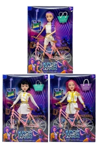 Edisi Mattel generasi kedua K-POP setan berburu 11,5 inci 12 sendi solid setan berburu, dengan sepeda, gitar dan tas tangan