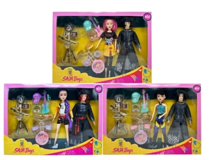 Mattel version Generation 1 K-POP Demon Hunter 1.5 inch 12-joint solid Demon Hunter girl group, 2-person boy group assorted with live stream room equipment, guitar and gong set