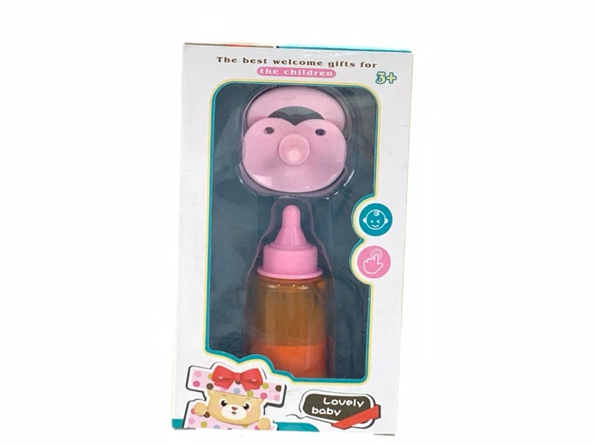 Pretend play baby magic orange juice bottle with spoon