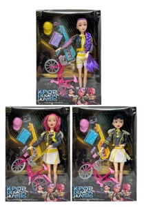 Mattel version Generation 3 K-POP Demon Hunter 11.5 inch 12-joint solid Demon Hunter girl group with mini bicycle and guitar set