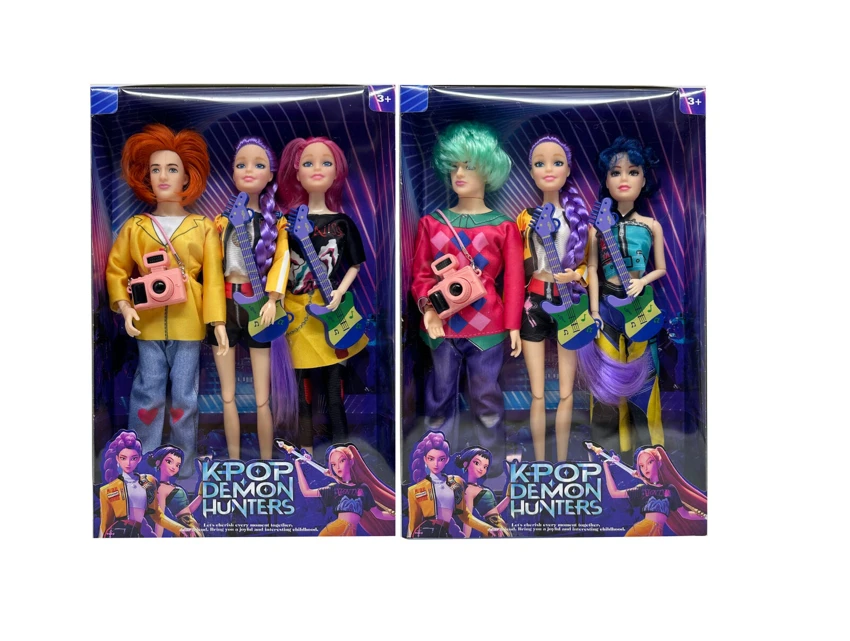 Generation 1 K-POP Demon Hunter 11.5 inch 12-joint solid Demon Hunter girl group, 3-person boy group assorted with guitar and camera