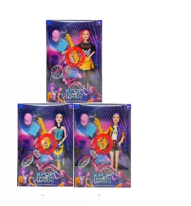 Generasi pertama K-POP setan berburu dengan cahaya musik 11,5 inci 12 sendi solid setan berburu dengan sepeda mini dengan set gitar