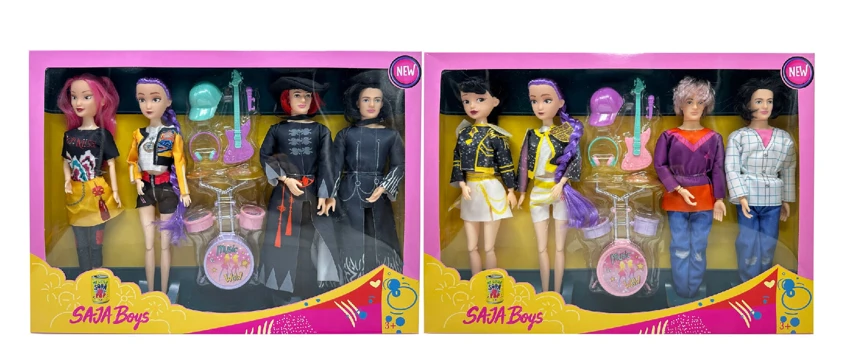 Mattel version Generation 3 K-POP Demon Hunter 11.5 inch 12-joint solid Demon Hunter girl group, 4-person boy group assorted with guitar and gong set