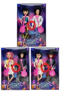 Generasi ke-2 K-POP Pemburu Iblis dengan cahaya muzik 11.5 inci 12 sendi Kumpulan Pemburu Iblis wanita, Kumpulan Pemburu Iblis lelaki 2 orang campuran dengan gitar