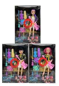 Mattel version Generation 3 K-POP Demon Hunter with light and music 11.5 inch 12-joint solid Demon Hunter girl group with guitar and musical instrument set