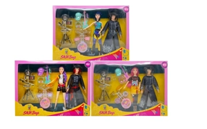 Generation 1 K-POP Demon Hunter 1.5 inch 12-joint solid Demon Hunter girl group, 2-person boy group assorted with live stream room equipment, guitar and gong set