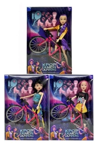 รุ่นที่ 1 K-POP 11.5 นิ้ว 12 ข้อต่อ กลุ่มนักล่าปีศาจทึบ พร้อมสเก็ต ขนนกตบ ชุดแข่ง