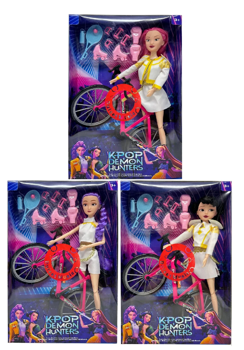 Generasi ke - 2 K-POP setan berburu dengan cahaya musik 11.5 inci 12 sendi solid setan berburu kelompok, dengan skate bulu bat set balap mobil