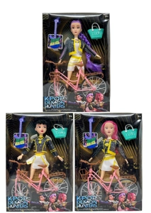 Mattel version Generation 3 K-POP Demon Hunter 11.5 inch 12-joint solid Demon Hunter girl group with bicycle, guitar and handbag