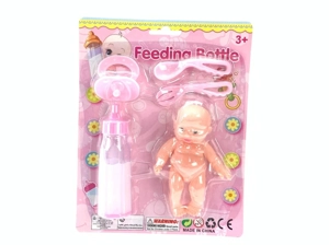 Pretend play baby magic small cartoon doll with bottle