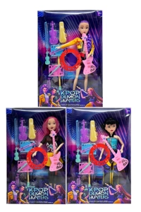 Generasi pertama K-POP pemburu iblis dengan muzik cahaya 11.5 inci 12 sendi kumpulan pemburu iblis wanita, dengan gitar, dengan set peralatan muzik