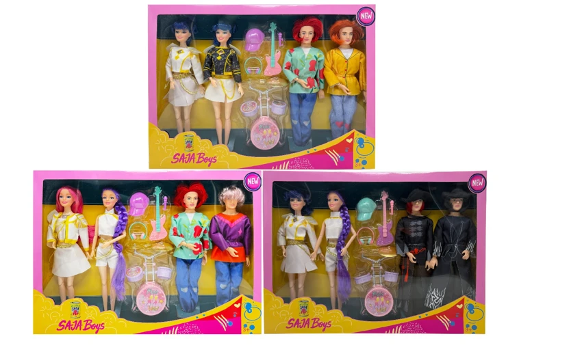 Generasi ke - 2 K-POP Demon Hunt 11,5 inci 12 sendi kelompok pemburu setan wanita, kelompok pemburu setan laki-laki 4 orang campuran dengan gitar, gong dan drum set campuran