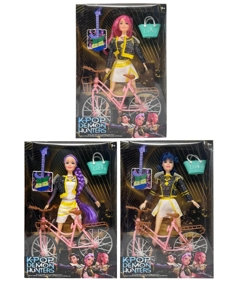 รุ่นที่ 3 K-POP 11.5 นิ้ว 12 ข้อ กลุ่มนักล่ามดทึบ พร้อมจักรยาน มีกีต้าร์ มีกระเป๋าถือ