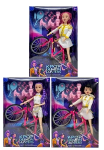 รุ่นที่ 2 K-POP 11.5 นิ้ว 12 ข้อต่อ กลุ่มนักล่าปีศาจทึบ พร้อมสเก็ต ขนนกตบ ชุดแข่ง