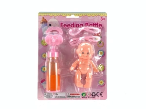 Boneka kartun bayi dengan botol susu ajaib jus jeruk (juice bottle magic)