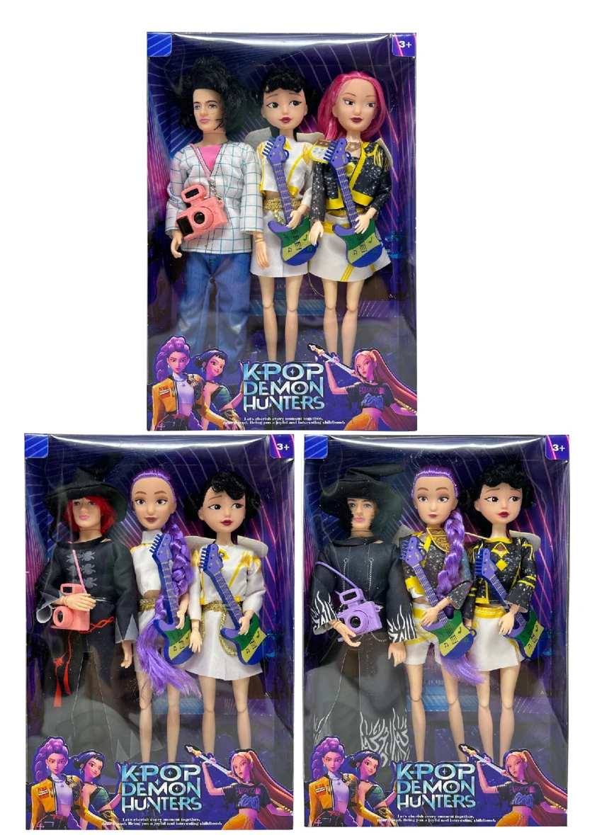 รุ่นที่ 1 K-POP 11.5 นิ้ว 12 ข้อต่อ กลุ่มนักไล่ปีศาจหญิง, กลุ่มนักไล่ปีศาจชาย 2 คนผสมกับกีตาร์