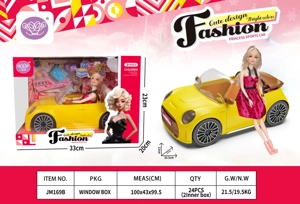 ชุดดนตรี ตุ๊กตาบาร์บี้สีเหลืองมะนาว รถกับตุ๊กตาบาร์บี้