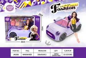 Paket perjalanan Barbie ungu dengan mobil Barbie