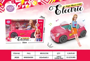 ตุ๊กตาบาร์บี้สีชมพูไฟฟ้าพร้อมตุ๊กตาบาร์บี้