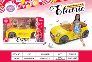Electric Universal Lemon Yellow Barbie Car with Black Barbie
