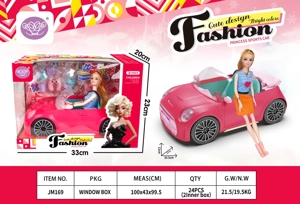 ชุดลําลอง รถตุ๊กตาบาร์บี้ สีชมพู พร้อมตุ๊กตาบาร์บี้