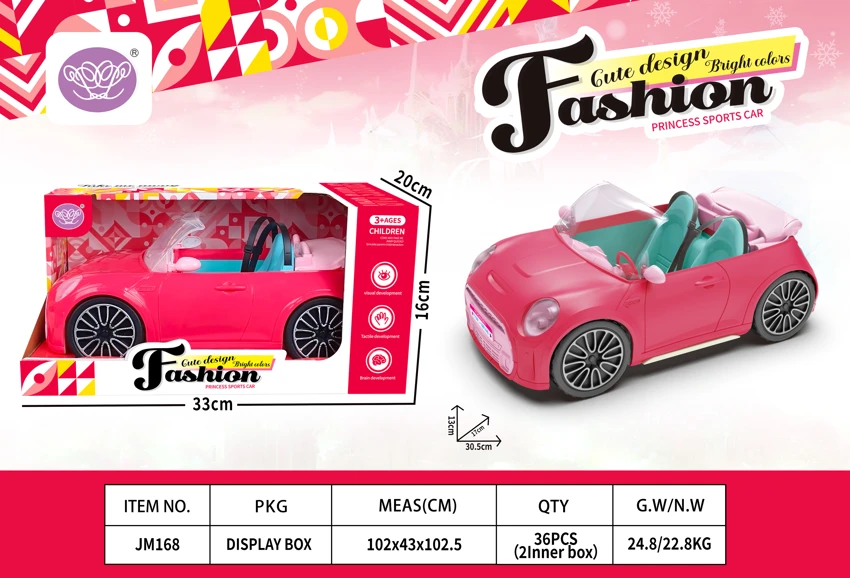 Pink Gliding Barbie Car