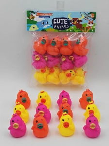 Vinyl 12 Bath Yellow Ducks, Assorted Colors, Squeaky, PVC Header Bag