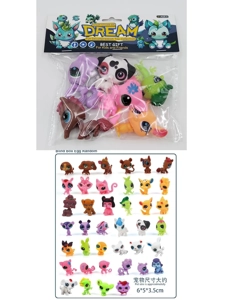 Soft Vinyl 6 Cute Pets Assorted, PVC Header Bag